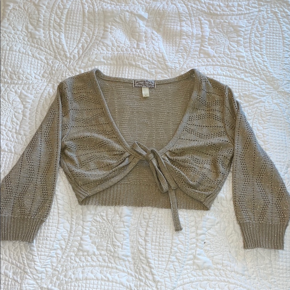 American Rag Beige Knit Tie-Front Cardigan